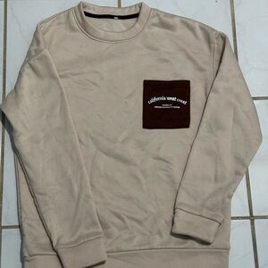 Men's Cream Sweater with Brown Pocket